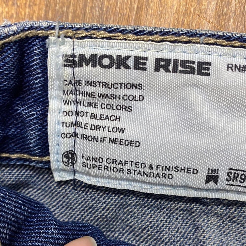 Smoke Rise size 38 Distressed destroyed bleach wash‎ Blue Denim Shorts cotton - Picture 2 of 13